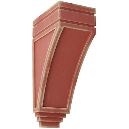 Ekena Millwork 5"W x 7 3/4"D x 14"H Large San Juan Wood Vintage Decor Corbel, Salvage Red CORWD05X07X14SJRD